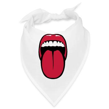 Zunge raus Mund Lippe Zahn Zunge 28 - Bandana - Weiß - Vorne