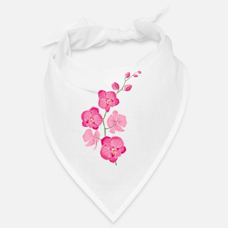 ORCHIDÉES fleur - cadeau d'amour - rose rose - Bandana - blanc