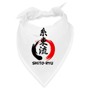 Enso Zen Kreis mit Shito Ryu Karate Emblem in Yes - Bandana - Weiß - Vorne