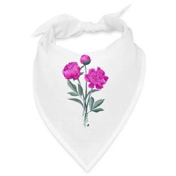 Pfingstrosen Abbildung mit Inschrift - Bandana - Weiß - Vorne