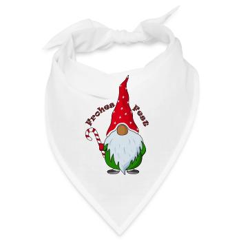 Wichtel mit Weihnachtsmütze - Bandana - Weiß - Vorne