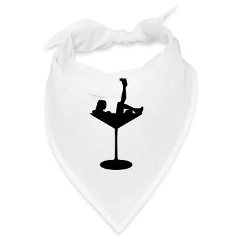 Schwarze Silhouette mit Frau im Champagnerglas - Bandana - Weiß - Vorne
