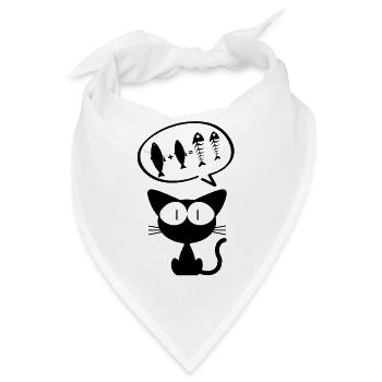 Katze, Comedy-Katze, Katzenbesitzer - Bandana - Weiß - Vorne