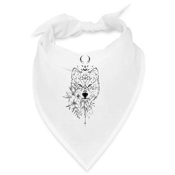 Wolf dekoratives florales Mandala - Bandana - Weiß - Vorne