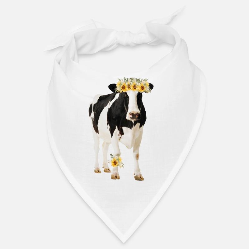 Vache Holstein avec des fleurs - Bandana - blanc