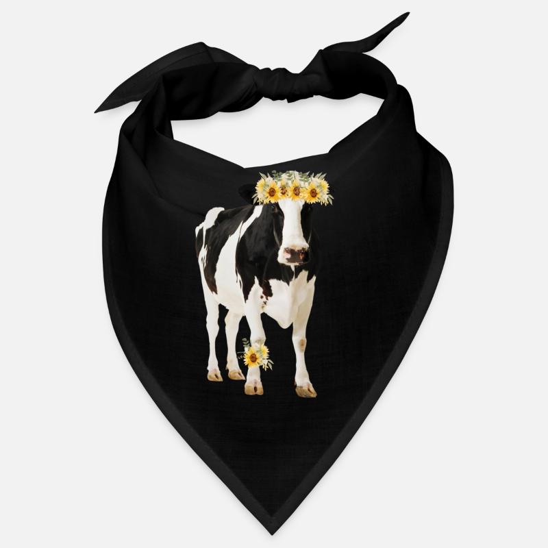 Vache Holstein avec des fleurs Bandana