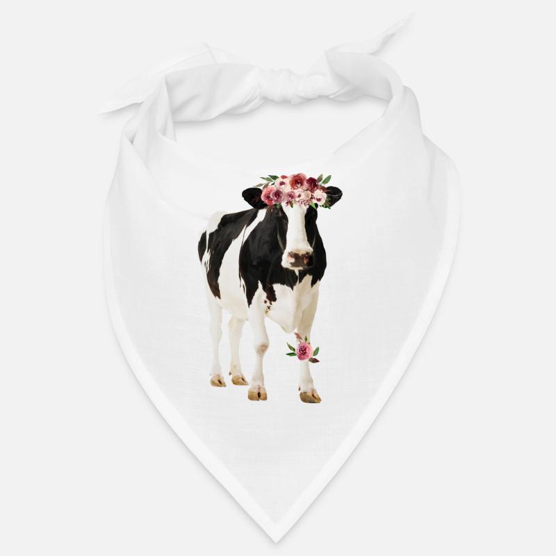 Vache Holstein avec des fleurs - Bandana - blanc