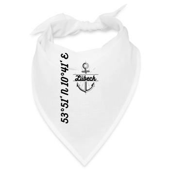 Lübeck Koordinaten Maritimes Motiv - Bandana - Weiß - Vorne