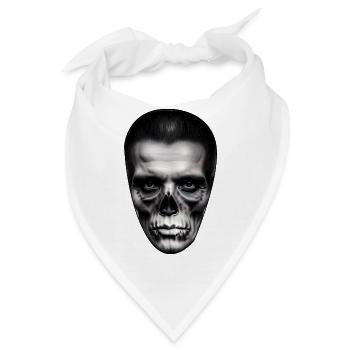 Tattoovierter Kopf - Dunkles Design - Bandana - Weiß - Vorne