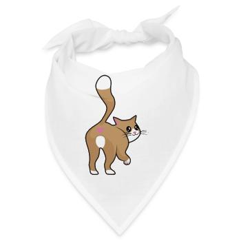 Katze Haustier Stubentiger Lustig Witzig - Bandana - Weiß - Vorne