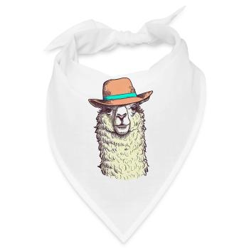 Lustiges Hut-Lama - Bandana - Weiß - Vorne
