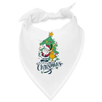 Weihnachtsmann mit Rentieren - Bandana - Weiß - Vorne
