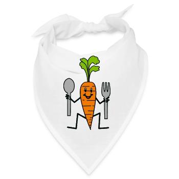 Gemüse Küche Mohrrübe Löffel Gabel Rübe gesund - Bandana - Weiß - Vorne