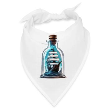 Flaschenschiff / Flaschenpost / Ahoi / Anker - Bandana - Weiß - Vorne