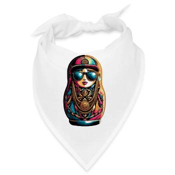 Matrjoschka cool Sonnenbrille Cappy Kette Geschenk - Bandana - Weiß - Vorne