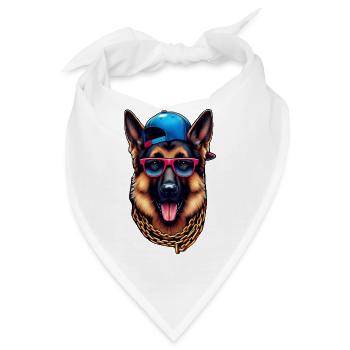 Deutscher Schäferhund Der Rapper - Bandana - Weiß - Vorne