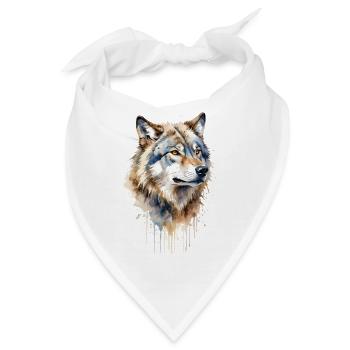 Grauer Wolf Aquarell - Wild und frei - Bandana - Weiß - Vorne