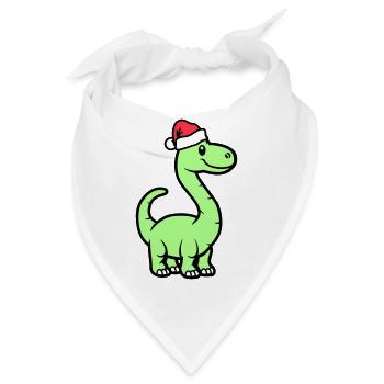 Dinosaurier Brontosaurus Weihnachtsmann - Bandana - Weiß - Vorne