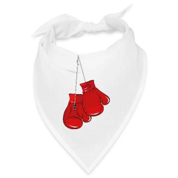 Rote Boxhandschuhe -Symbol für Stärke & Kampfgeist - Bandana - Weiß - Vorne