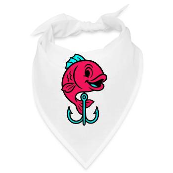 Fisch Angelhaken Comic - Bandana - Weiß - Vorne
