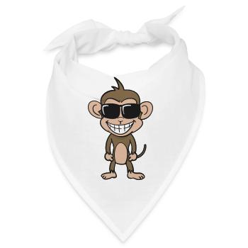 Cooler Affe mit Sonnenbrille - Bandana - Weiß - Vorne