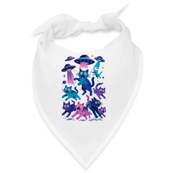 Alien Ufos Ufo Katze Katzen beamen Sci-Fi Geschenk - Bandana - Weiß - Vorne