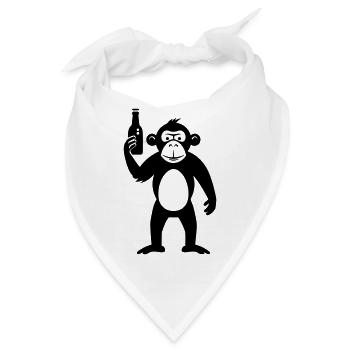 Affe mit Bierflasche - Bandana - Weiß - Vorne