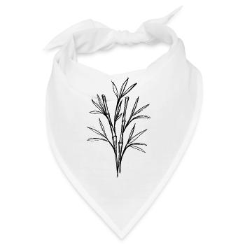 Bambus – minimalistisches Line-Art-Design  - Bandana - Weiß - Vorne