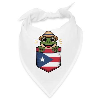 Puerto Rico Coqui Mit Strohhut In Flagge - Bandana - Weiß - Vorne