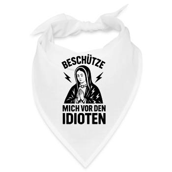 Funshirt Beschütze mich vor den Idioten - Bandana - Weiß - Vorne