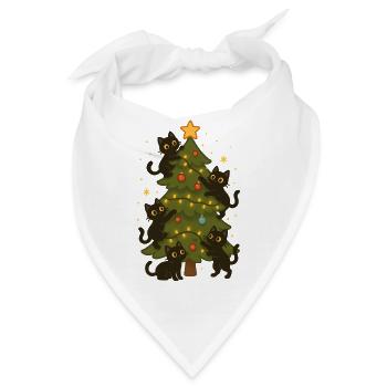 Katzen, die Weihnachtsbaum dekorieren – spaßiges Design - Bandana - Weiß - Vorne