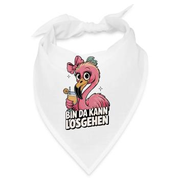 Flamingo Spruchmotiv Bin da kann losgehen - Bandana - Weiß - Vorne