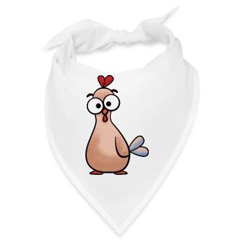 Cartoon Kulleraugen-Huhn - Bandana - Weiß - Vorne