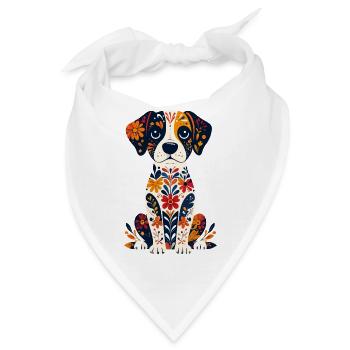 Blumenhund süßer kleiner Hund Hundedesign - Bandana - Weiß - Vorne