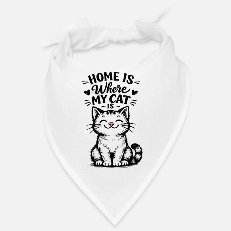 Chez moi, c’est là où est mon chat – motif de chat mignon Bandana