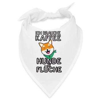 Brauche Kaffee, Hunde und Flüche / Lustiger Spruch - Bandana - Weiß - Vorne
