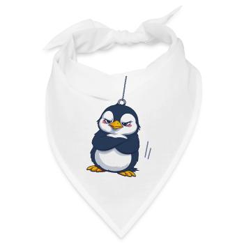 Grummeliger Pinguin hängt - Bandana - Weiß - Vorne
