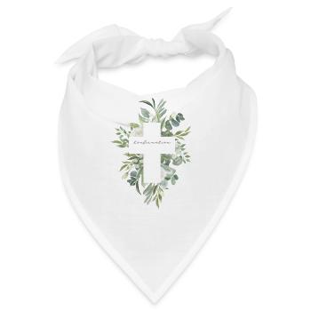Konfirmation Geschenk – Florales Kreuz Design - Bandana - Weiß - Vorne