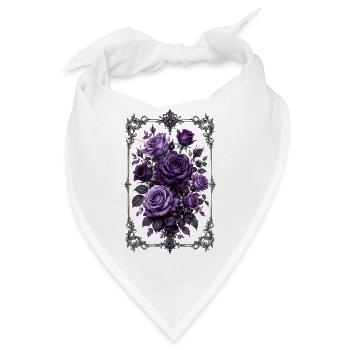 Rosen, Lila Rosen, Rose & Blumen - Bandana - Weiß - Vorne