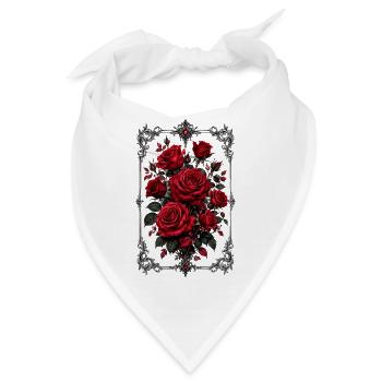 Rosen, Rote Rosen, Rose & Blumen - Bandana - Weiß - Vorne