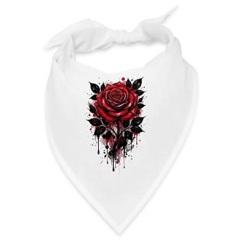 Rose, Rote Rose, Rose & Blumen - Bandana - Weiß - Vorne