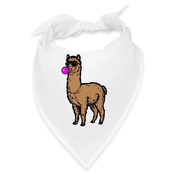 Cooler Llama im minimalistischen Comic-Stil - Bandana - Weiß - Vorne