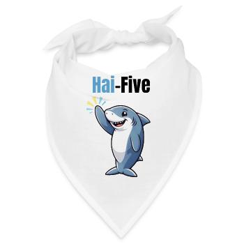Hai-Five | Lustiger Cartoon-Hai mit High Five - Bandana - Weiß - Vorne