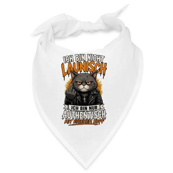 Katze Nicht Launisch Authentisch Shirt - Bandana - Weiß - Vorne
