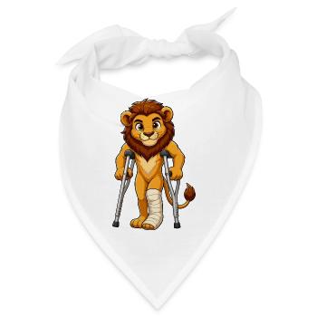 Kämpferlöwe mit Krücken - Bandana - Weiß - Vorne