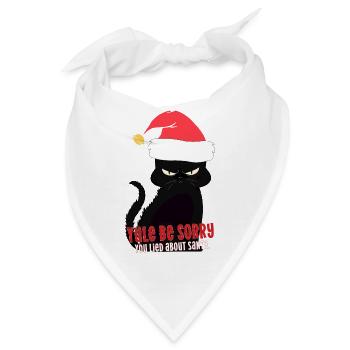 Wütende Weihnachtskatze Yule Sei entschuldigt hat über den Weihnachtsmann gelogen - Bandana - Weiß - Vorne