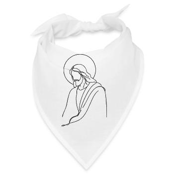 Jesus-Linienkunst - Bandana - Weiß - Vorne