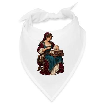 Renaissance-Näherin am Werk - Bandana - Weiß - Vorne