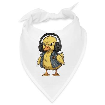 Rebellische Entenpunkfigur mit Kopfhörern - Bandana - Weiß - Vorne