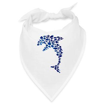 Delphin Fischschwarm Meer Ozean Fisch - Bandana - Weiß - Vorne